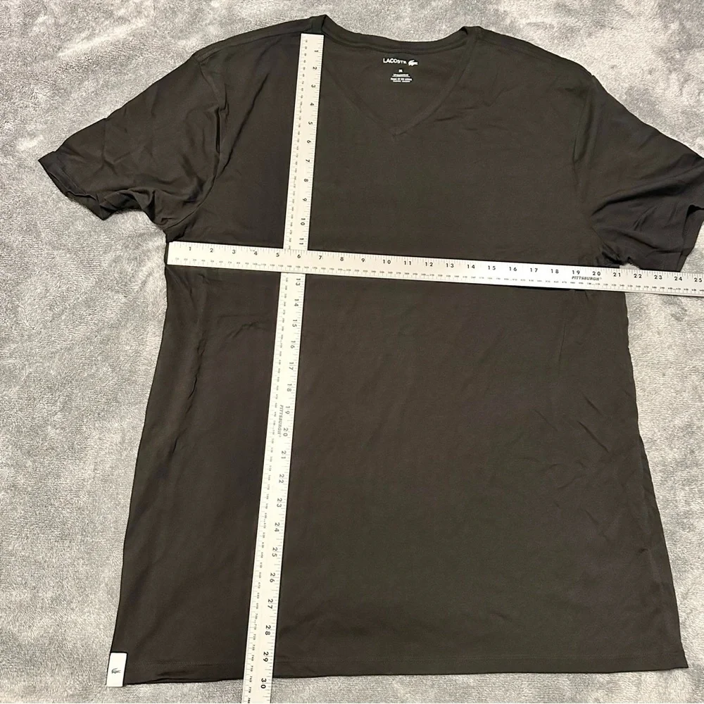 LACOSTE 3XL Men’s V-Neck Black Shirts 3-Pack Slim Fit XXXL Cotton